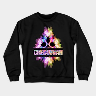 Cheboygan Tie Dye Watercolor Gift Souvenir Crewneck Sweatshirt